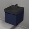 Floating Small Bathroom Vanity, Modern, Blue, 18